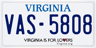 VA license plate VAS5808