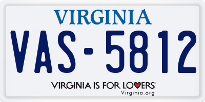 VA license plate VAS5812