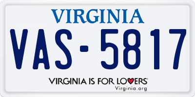 VA license plate VAS5817