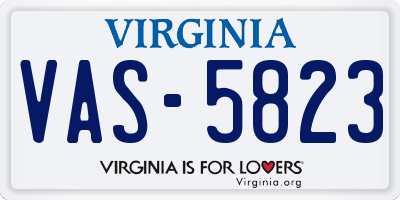 VA license plate VAS5823