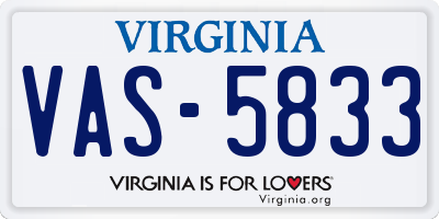 VA license plate VAS5833