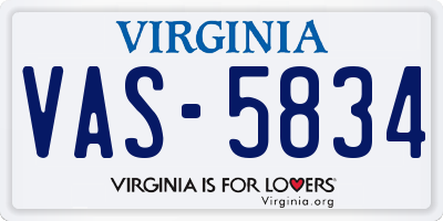 VA license plate VAS5834