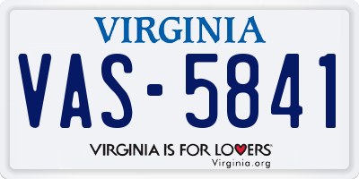 VA license plate VAS5841