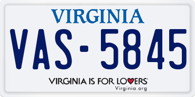 VA license plate VAS5845