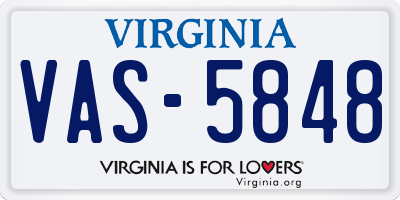 VA license plate VAS5848