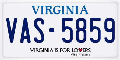 VA license plate VAS5859