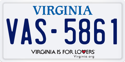 VA license plate VAS5861