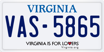 VA license plate VAS5865