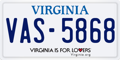 VA license plate VAS5868