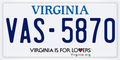 VA license plate VAS5870