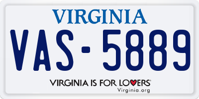 VA license plate VAS5889