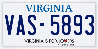 VA license plate VAS5893