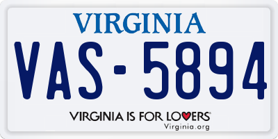 VA license plate VAS5894