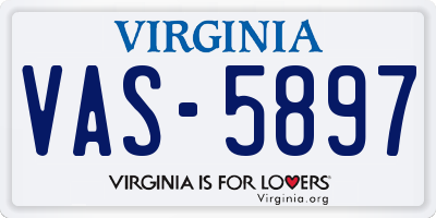 VA license plate VAS5897