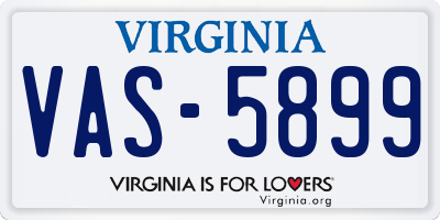 VA license plate VAS5899