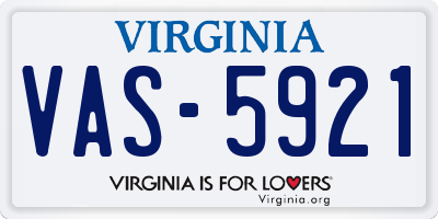 VA license plate VAS5921