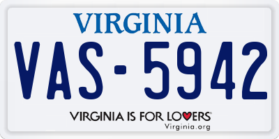 VA license plate VAS5942