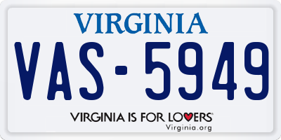 VA license plate VAS5949