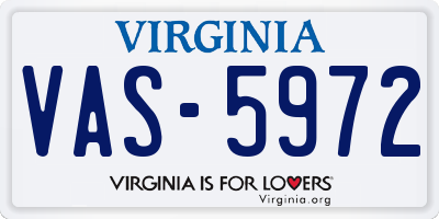 VA license plate VAS5972