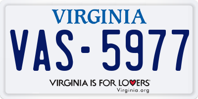 VA license plate VAS5977