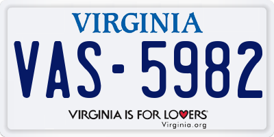 VA license plate VAS5982