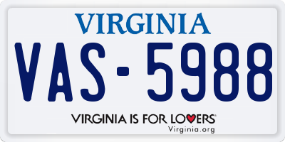 VA license plate VAS5988