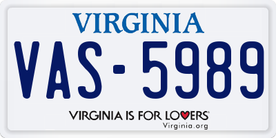 VA license plate VAS5989