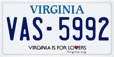 VA license plate VAS5992