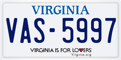 VA license plate VAS5997