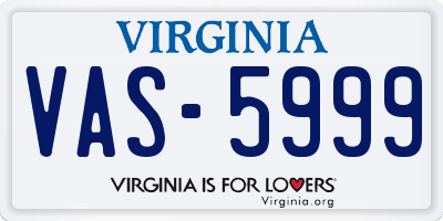 VA license plate VAS5999