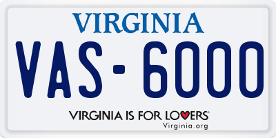 VA license plate VAS6000