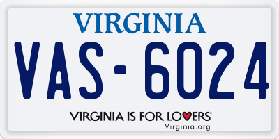 VA license plate VAS6024