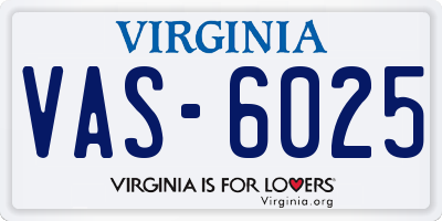 VA license plate VAS6025