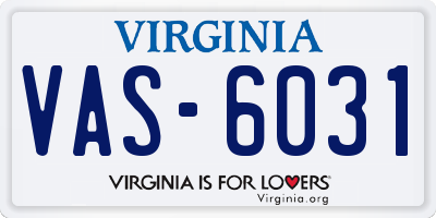 VA license plate VAS6031