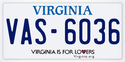 VA license plate VAS6036