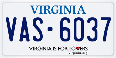 VA license plate VAS6037