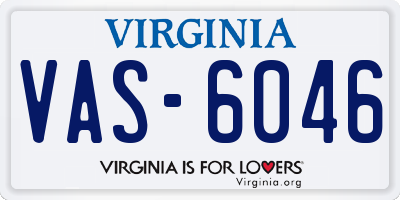 VA license plate VAS6046