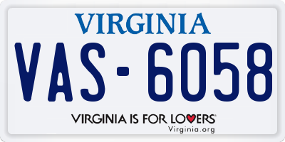 VA license plate VAS6058