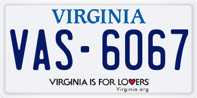 VA license plate VAS6067