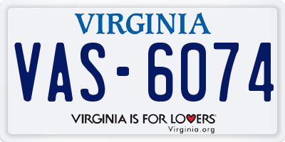 VA license plate VAS6074