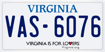 VA license plate VAS6076