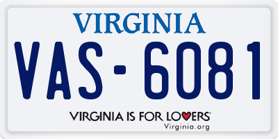 VA license plate VAS6081