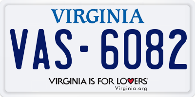 VA license plate VAS6082