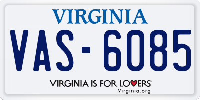 VA license plate VAS6085