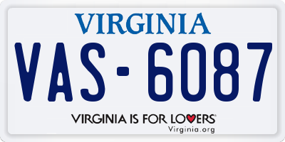 VA license plate VAS6087