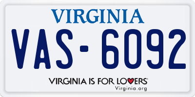 VA license plate VAS6092