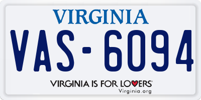 VA license plate VAS6094