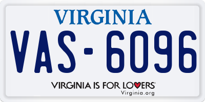 VA license plate VAS6096