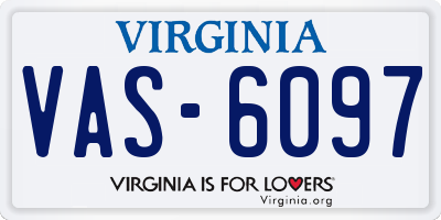 VA license plate VAS6097