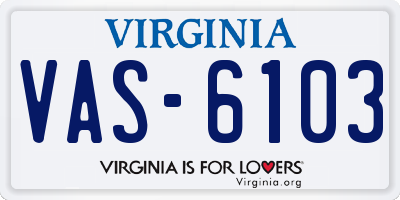 VA license plate VAS6103